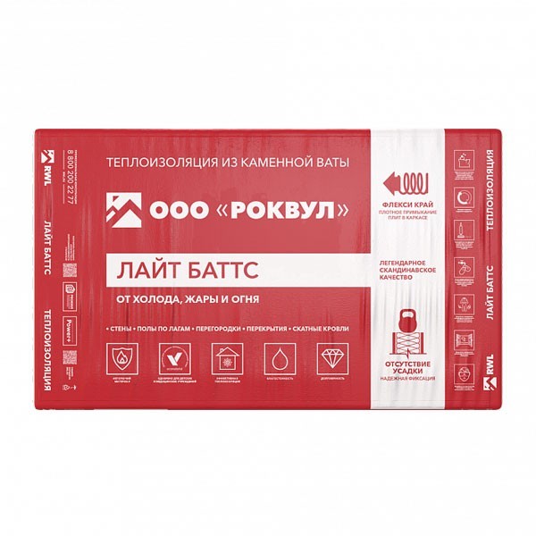 Утеплитель Роквул Лайт Баттс 100х600х1000
