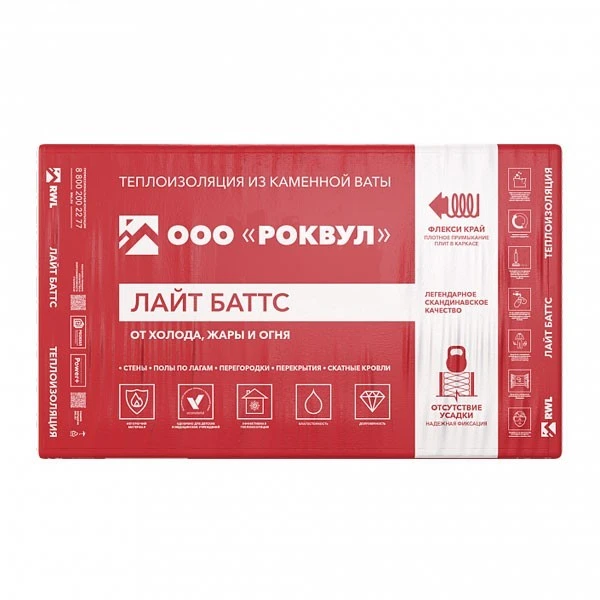 Утеплитель Роквул Лайт Баттс 100х600х1000